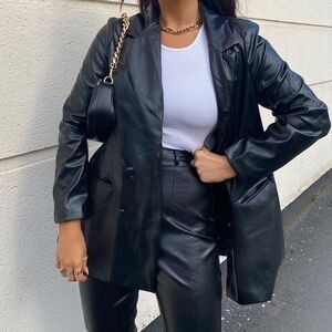 Misguided Faux Leather Blazer
